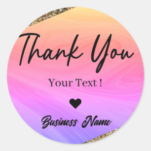Thank You Personalized Pastel Holographic  Classic Round Sticker