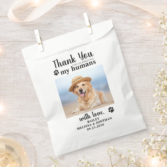Thank You Pet Photo Dog Treat Wedding Doggie Favour Bags (Clipped)