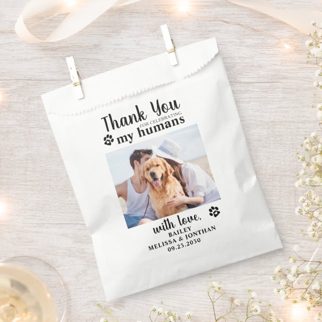 Thank You Pet Photo Doggie Dog Treat Wedding Favour Bags (Clipped)