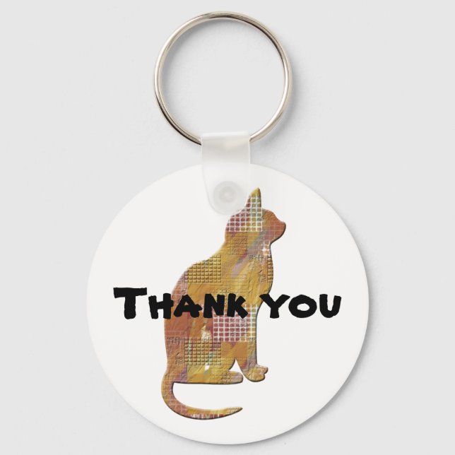 Thank You Pet Sitter Animal Lover Patchwork Cat Key Ring (Front)