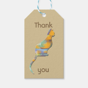 Thank You Pet Sitter Colour Block Kitten Cat Gift Tags