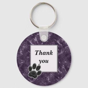 Thank You Pet Sitter Dark Purple Paw Print Key Ring