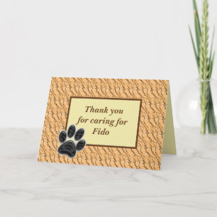 Thank You Pet Sitter Light Brown with Paw Print Card