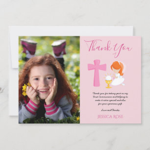 THANK YOU PHOTO 1st Communion - RED HAIR GIRL Card
