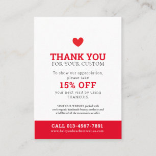 Thank you photo beauty promo red white business card