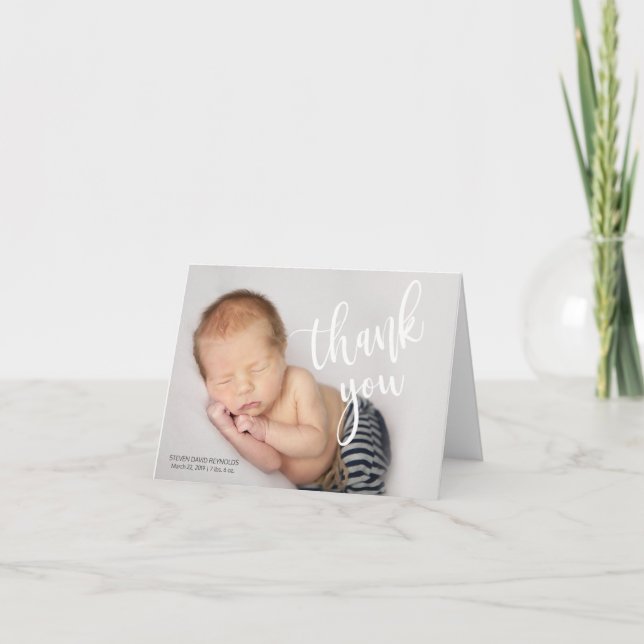 Thank You Photo Birth Announcement Folded Card (Front)