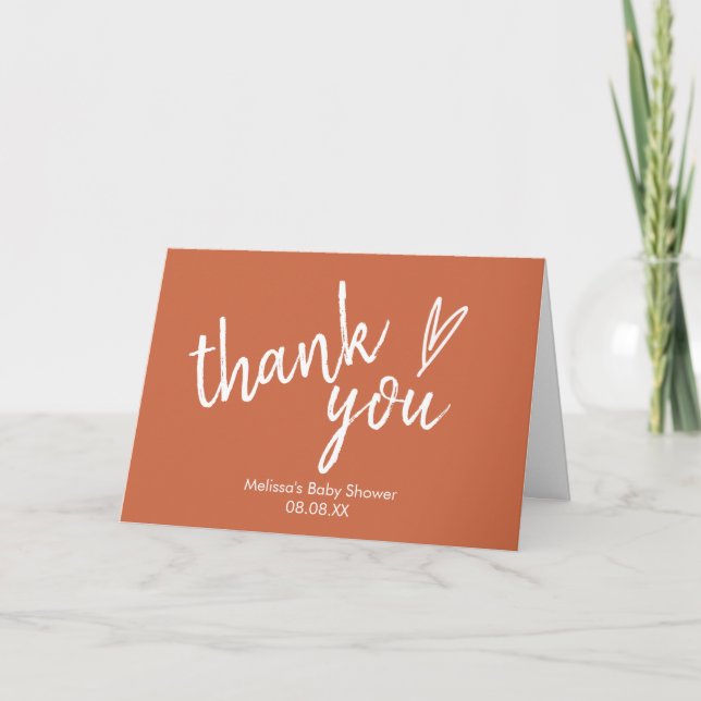 Thank You Photo Card Boho Heart Terracotta (Front)
