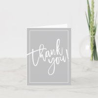 THANK YOU PHOTO CARD bold hand lettered cool grey