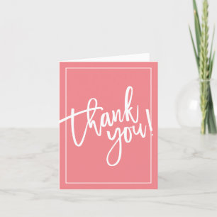 THANK YOU PHOTO CARD bold hand lettered coral