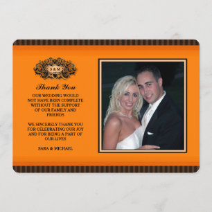 Thank You Photo Card - Orange & Black