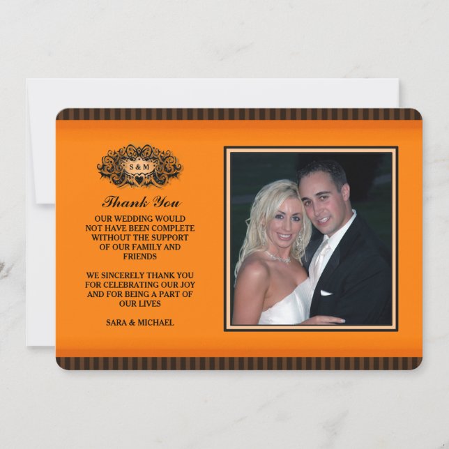 Thank You Photo Card - Orange & Black (Front)