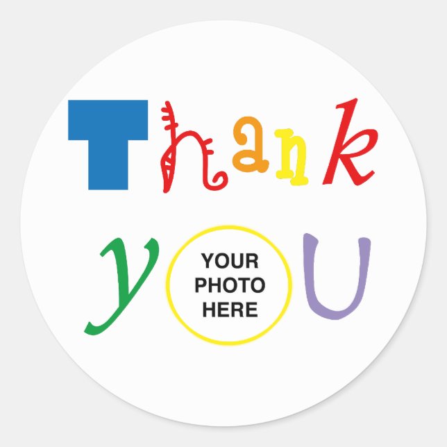 Thank you photo classic round sticker (Front)