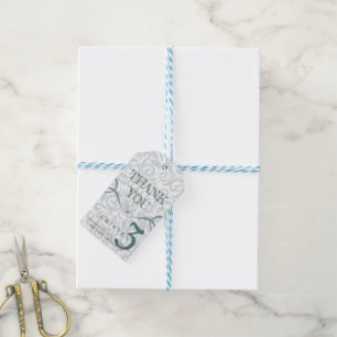 Thank you photo classic turquoise birthday party gift tags