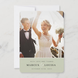 THANK YOU photo modern elegant ampersand sage Card