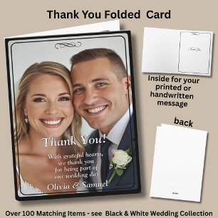 Thank You - Photo on Black White, Card