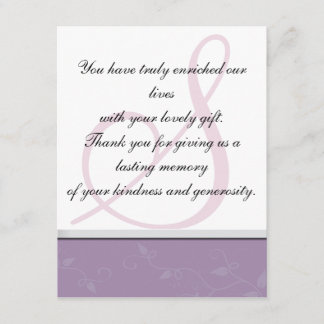 Thank You Photo Wedding Card - Monogram Floral