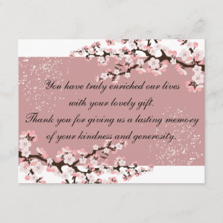 Thank You Photo Wedding Card Rose Cherry Blossoms