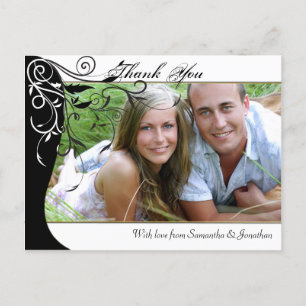 Thank You Photo Wedding Postcard Black and White