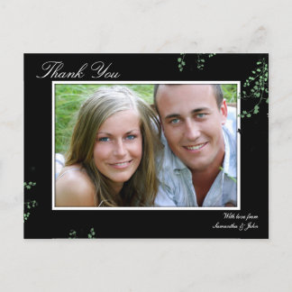 Thank You Photo Wedding Postcard Green Floral
