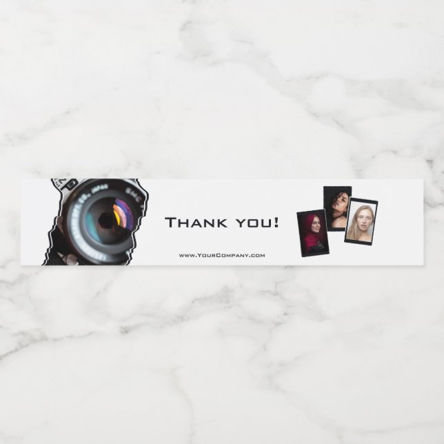 Thank You Photographer White-Black Water Bottle Label (Single Label)