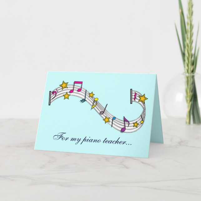 Thank You Piano Teacher with Notes and Stars (Front)
