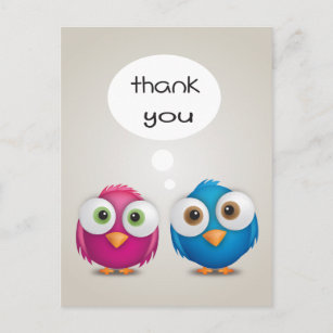 Thank You Pink and Blue Lovebirds Post Card