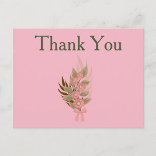 Thank You Pink and Green Floral Postcard