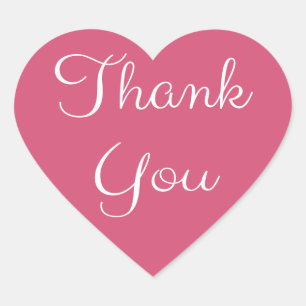 Thank You Pink And White Heart Sticker