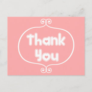 Thank You Pink And White Swirl Frame Postcard