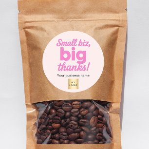 Thank you pink business logo classic round sticker