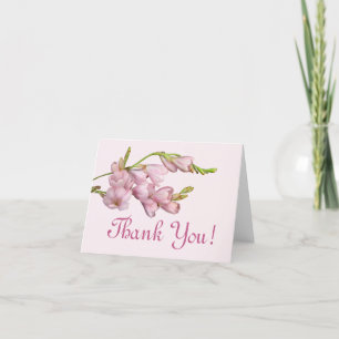 Thank You! Pink Cherry Floral Greenery Leaves You Card