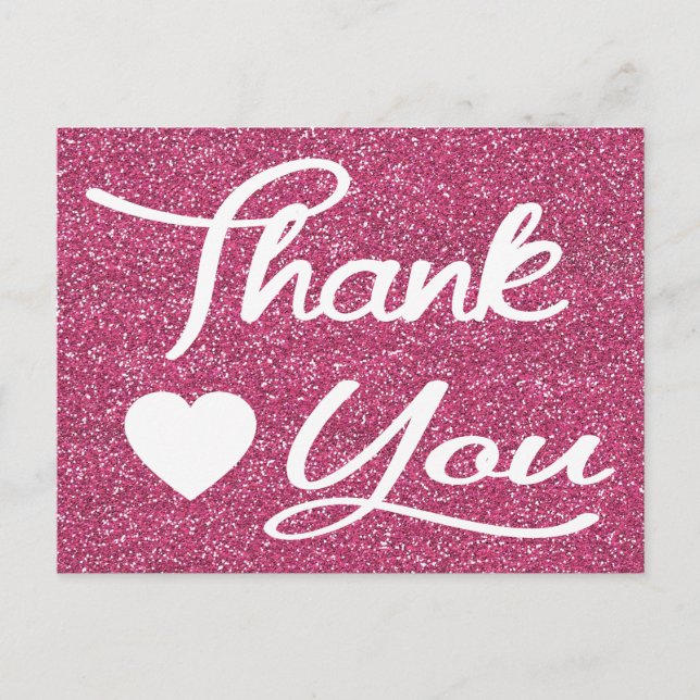 Thank You Pink Fuchsia Heart Post Card (Front)