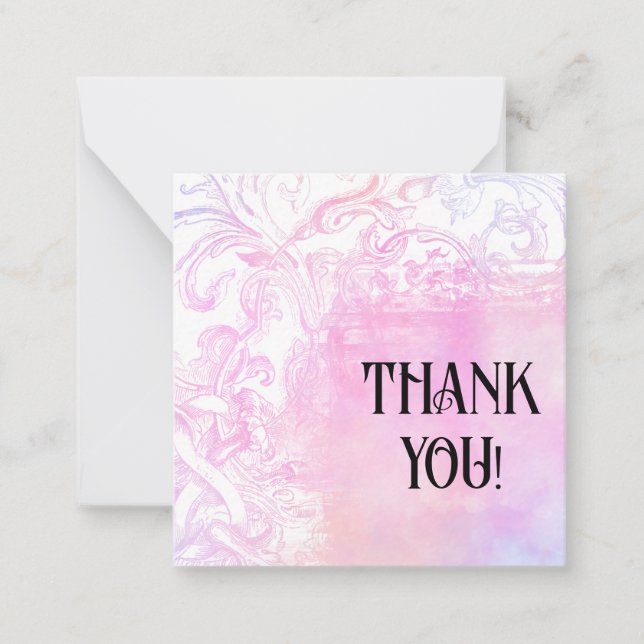 *~*  THANK YOU  Pink Gratitude AP62 Flat Note Card (Front)