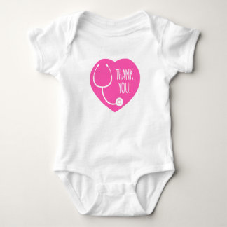 Thank You | Pink Heart Stethoscope Baby Bodysuit