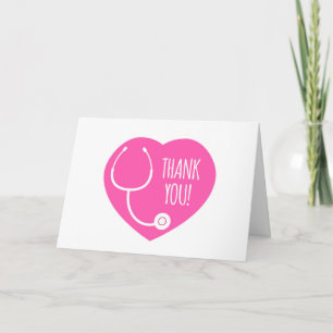 Thank You Pink Heart Stethoscope Card