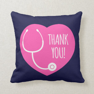 Thank You Pink Heart Stethoscope Cushion