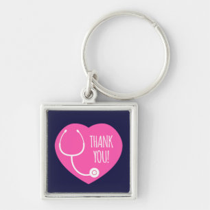 Thank You Pink Heart Stethoscope Key Ring