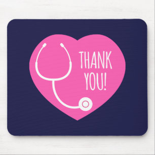 Thank You Pink Heart Stethoscope Mouse Pad