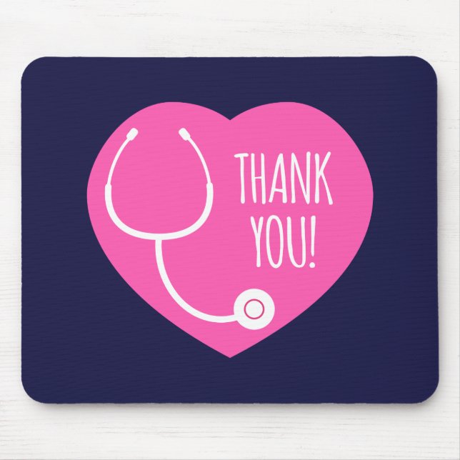 Thank You | Pink Heart Stethoscope Mouse Pad (Front)