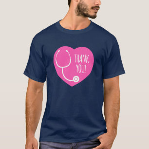 Thank You Pink Heart Stethoscope T-Shirt