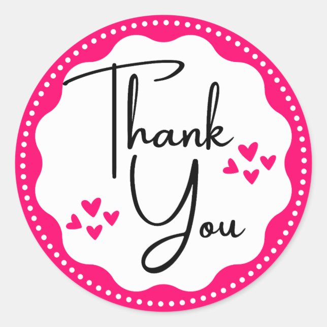 Thank You Pink Hearts  Classic Round Sticker (Front)