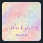 Thank You Pink Holographic Makeup Artist Lashes Square Sticker<br><div class="desc">Dusty GlamEffect Sticker 
Smile All The Day! 
florenceKdesign</div>
