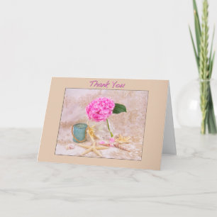 Thank You Pink Hydrangea With Sea Shells Card