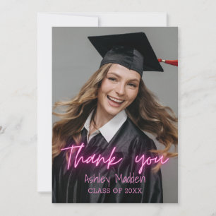 Thank You Pink Neon Modern Graduation