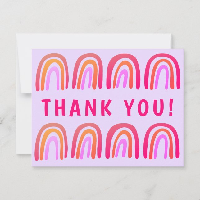 THANK YOU Pink Orange Colourful Sweet Rainbow Card (Front)