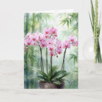 Thank You Pink Orchids On Green Bamboo