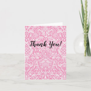 Thank You Pink Pineapple Victorian Vintage Damask Card
