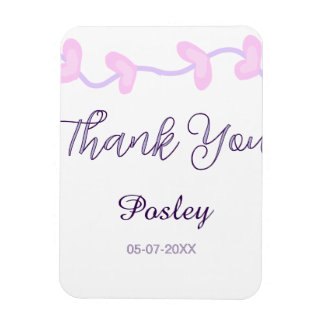 thank you pink purple pastel wedding name date lea magnet
