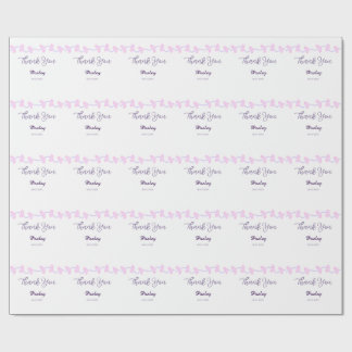 thank you pink purple pastel wedding name date lea wrapping paper