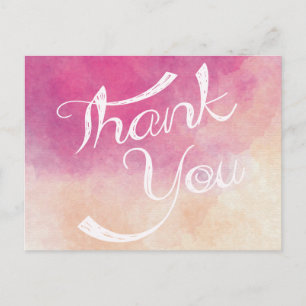 Thank You Pink & Purple Watercolor Ombre Postcard